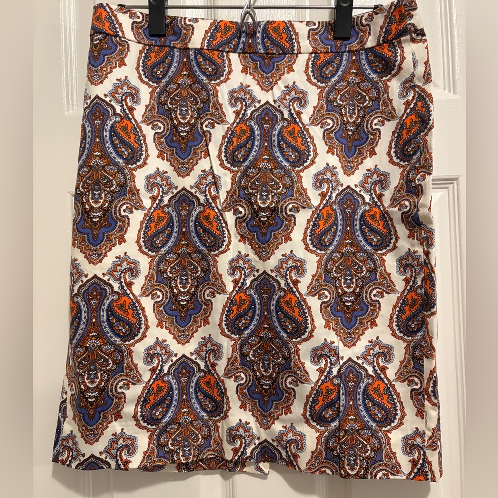 J.Crew Stretch A-Line Paisley Pencil Skirt Size 6 EUC